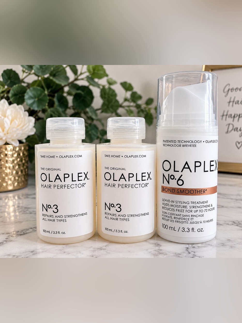 NEW! OLAPLEX No 3 Hair Perfector x2 + No 6 Bond Smoother 3pc Bundle